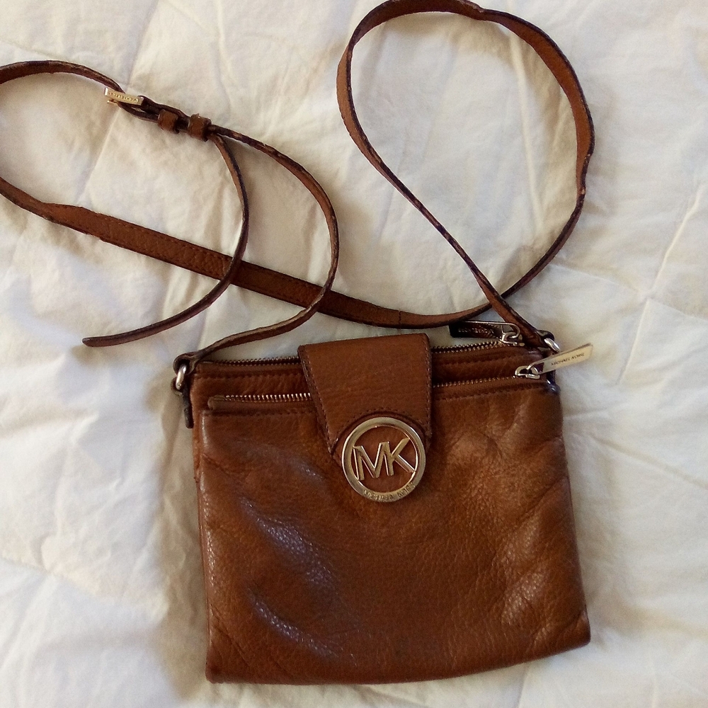 Michael Kors brown crossover shoulder bag purse